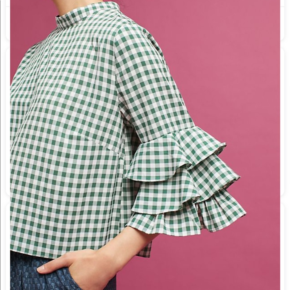 Anthropologie Green Plaid Shirt